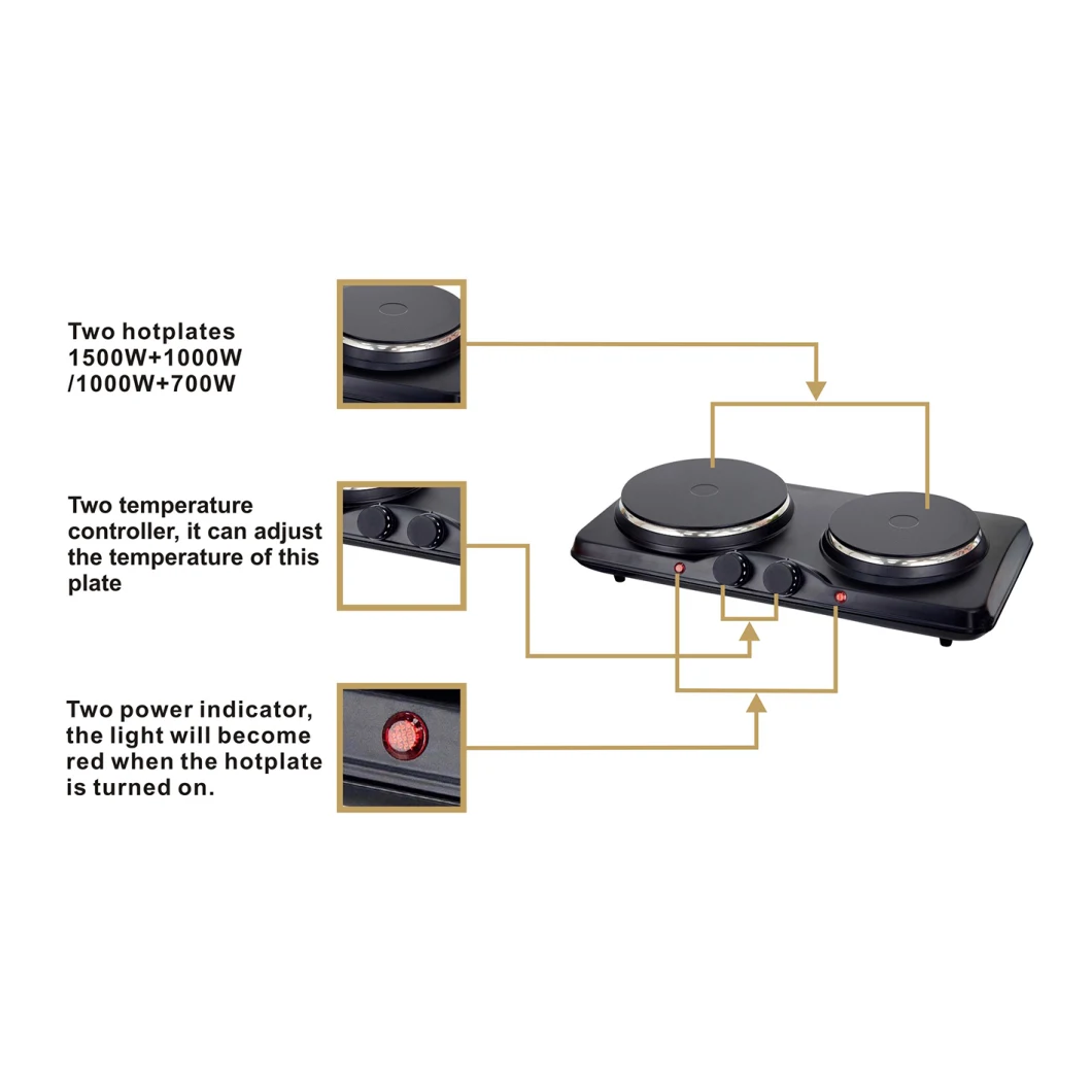 High Quality Electric Hot Plate Double Burner Stainless Steel Hotplate