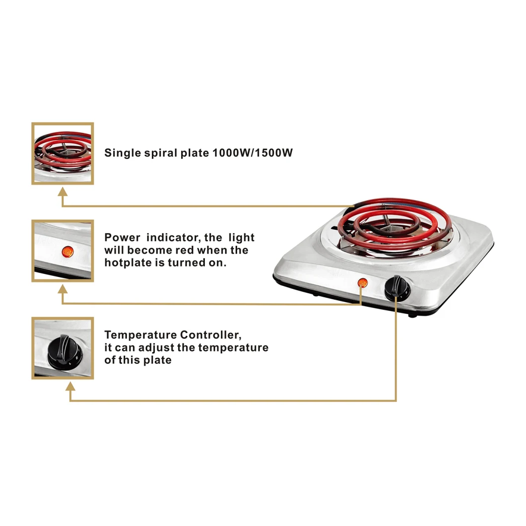 CE Single Coil Hot Plate Electric Stove Hot Plate Mini Stainless Hotplate Home Kitchen Appliance