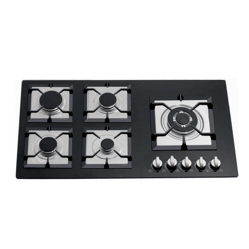 High Quality Cast Iron Gas Hob Tempered Glass Gas Stove 5 Burners