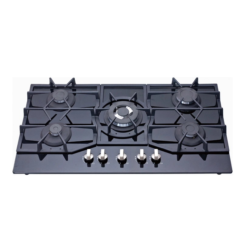 High Quality Cast Iron Gas Hob Tempered Glass Gas Stove 5 Burners