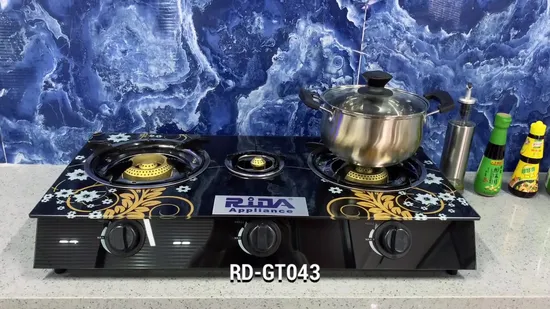 2D 프린팅 트리플 버너 강화 유리 주방 3 버너 가스 스토브